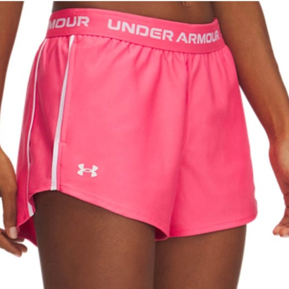 Brand New Ladies Under Armour Super Pink Tech Play-Up Athletic Shorts.